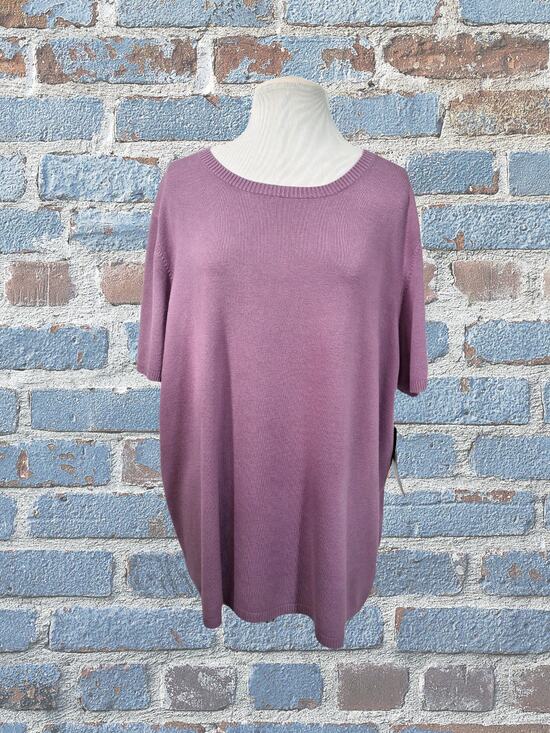 Hampshire Studio Sweaters - Hampshire Studio NWT Size 1X Ladies Dark Lavender Short Sleeve Sweater Top